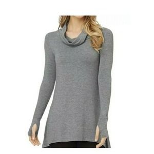 Cuddl Duds Womens Stretch Thermal Handkerchief Cowl Neck Long Sleeve Sz XS Gray